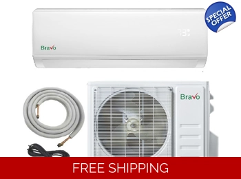 Bravo 24K-Btu 17 SEER2 Mini Split Heat Pump (-4°F) +WIFI, 9.5 EER/9.5 HSPF (R32)